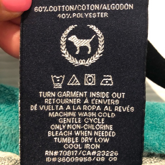 3/$15 Victoria’s Secret PINK teal zipper hoodie - Picture 7 of 10